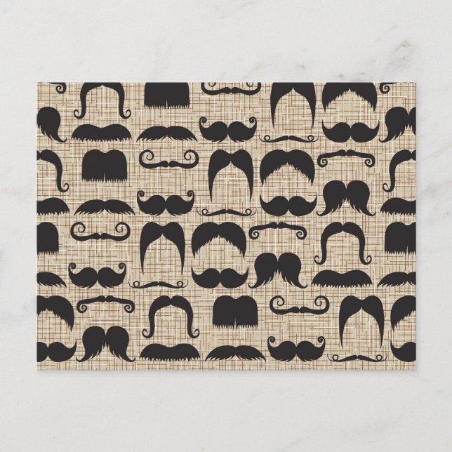 Retro Moustache Moustache Stache Pattern Postcard (Front)