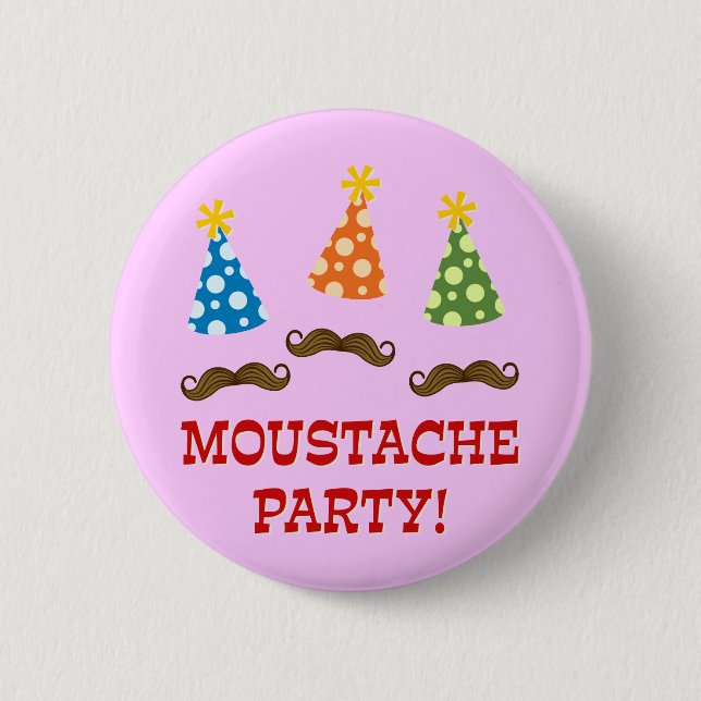 Retro Moustache Party 6 Cm Round Badge (Front)