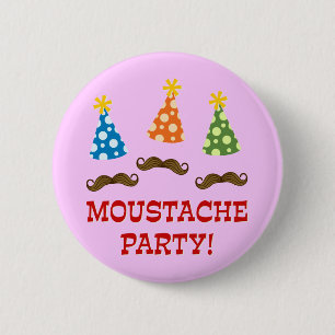 Retro Moustache Party 6 Cm Round Badge