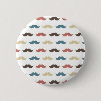 Retro Moustache Pattern in Multi Colours 6 Cm Round Badge