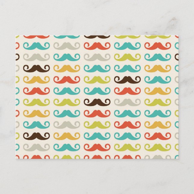 Retro Moustache Pattern Postcard (Front)