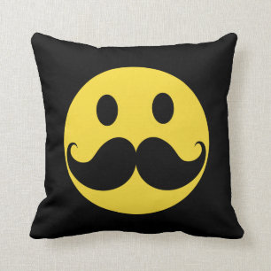 Retro Moustache Yellow Face Cushion