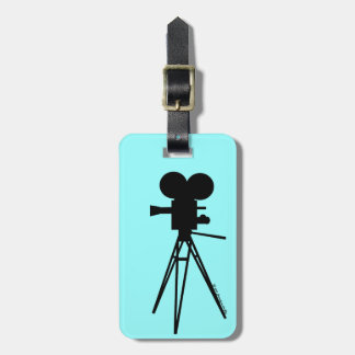 Retro Movie Camera Silhouette Luggage Tag