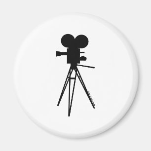 Retro Movie Camera Silhouette Magnet