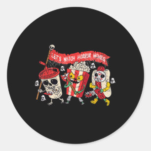 Retro Movie Concessions Let's Watch Horror Movies  Classic Round Sticker