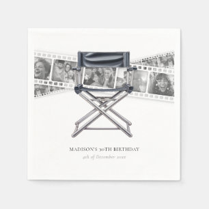 Retro Movie Night Adult Birthday Custom Photos Napkin