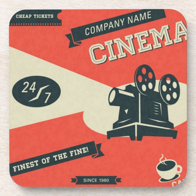 Retro Movie Poster Drink Coasters (Front)