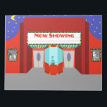 Retro Movie Theatre Notepad<br><div class="desc">The stars are out in full force on this Retro Movie Theatre Notepad--both the stars in the night sky and the stars on the silver screen. This 1960's style, minimalist art design features the exterior of a classic movie house from the Golden Age of Cinema. The red building has a...</div>