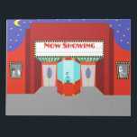 Retro Movie Theatre Notepad<br><div class="desc">The stars are out in full force on this Retro Movie Theatre Notepad--both the stars in the night sky and the stars on the silver screen. This 1960's style, minimalist art design features the exterior of a classic movie house from the Golden Age of Cinema. The red building has a...</div>