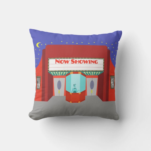 Retro Movie Theatre Outdoor Pillow (Front)