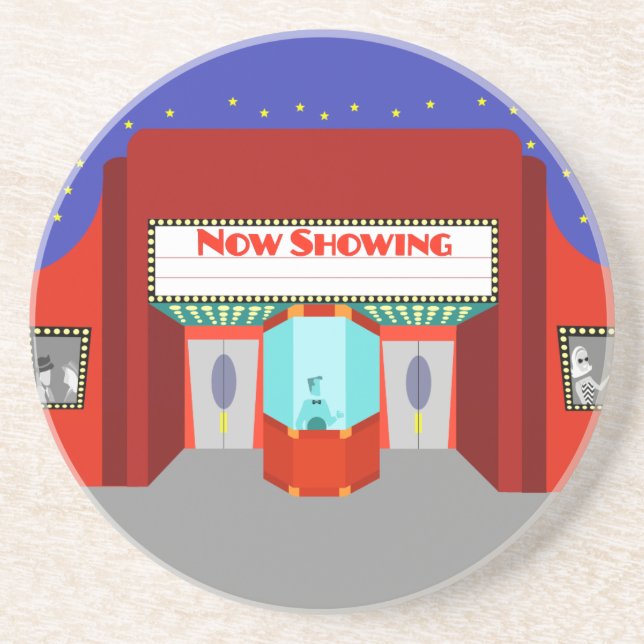 Retro Movie Theatre Sandstone Coaster (Front)