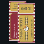 Retro Movie Ticket Any Age Birthday Party Invitation<br><div class="desc">Vintage retro VIP cinema pass birthday party customisable to your event specifics.</div>