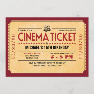 Retro Movie Ticket Invitations