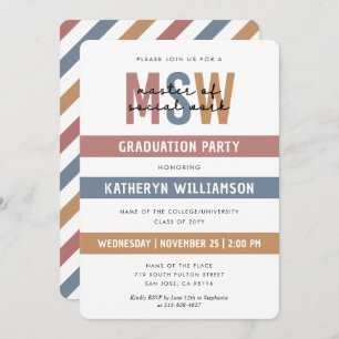 Retro MSW Master of Social Work Graduation Invitation