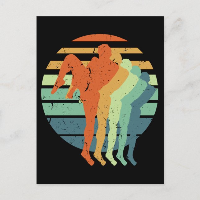 Retro Muay Thai Boxing Sports Kickboxing Boxer Fan Postcard (Front)
