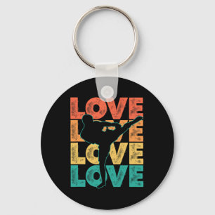 Retro Muay Thai Love Word Theme Graphic Design Kic Key Ring