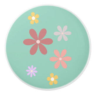 Retro Multi-Colored Daisy Pattern Ceramic Knob