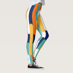 Retro Multi Colour Block Holiday Pattern Leggings