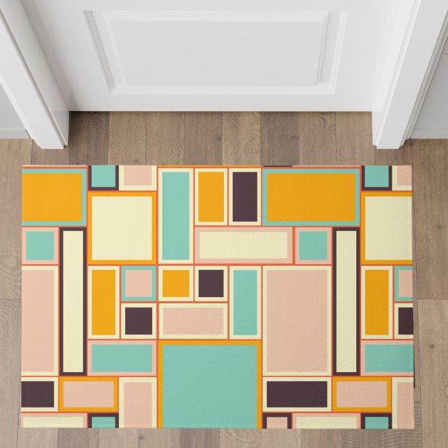 Retro Multicolor Geometric Blocks Doormat (Creator Uploaded)