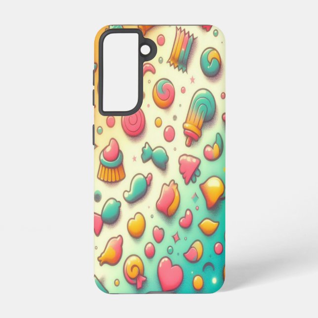 Retro Multicolored Cartoon Sweets Samsung Galaxy S21 Case (Back)