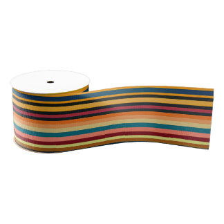 Retro Multicolour Vintage Stripe Grosgrain Ribbon