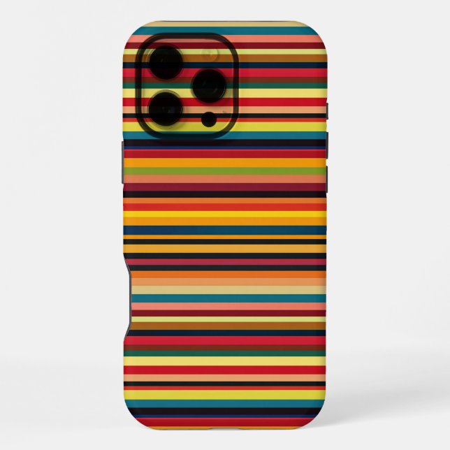 Retro Multicoloured Striped Print iPhone Case (Back)