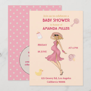 Retro Mum Blonde 2 Baby Shower Party Invitation