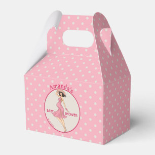 Retro Mum Brunette 2 Baby Shower Party Favour Box