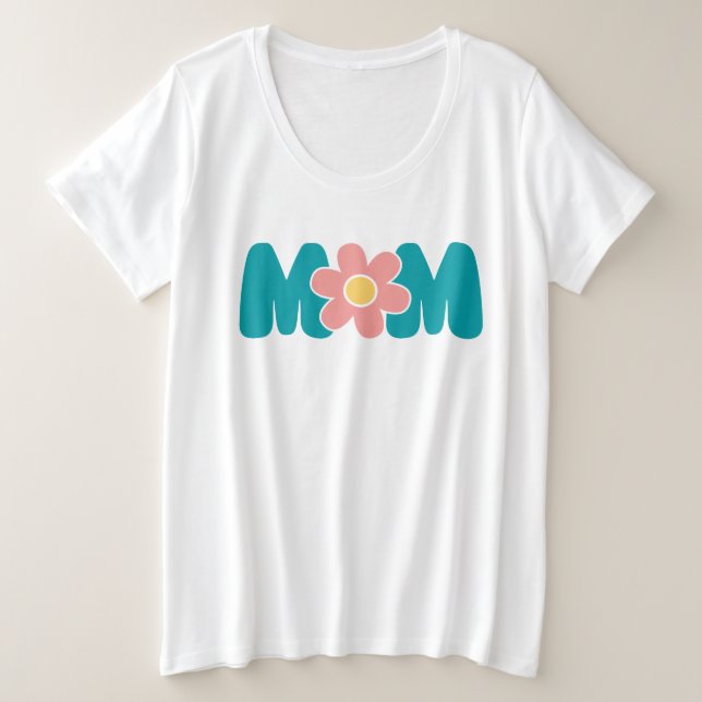 Retro Mum Flower Plus Size T-Shirt (Design Front)