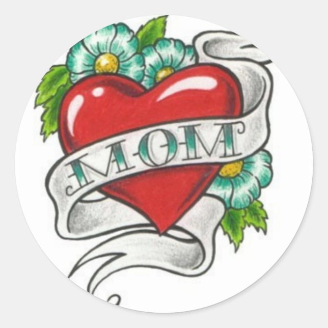 Retro Mum Tattoo Classic Round Sticker (Front)