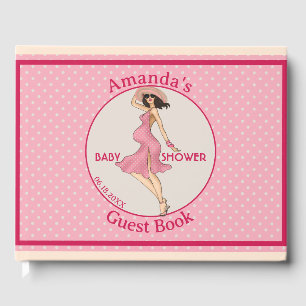 Retro Mummy Brunette Baby Shower Party  Guest Book