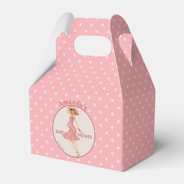 Retro Mummy Redhead 2 Baby Shower Party Favour Box (Front Side)