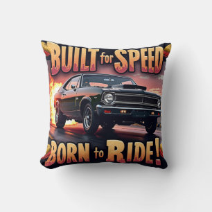 Retro Muscle - Built for Speed Graphic Tee Cushion