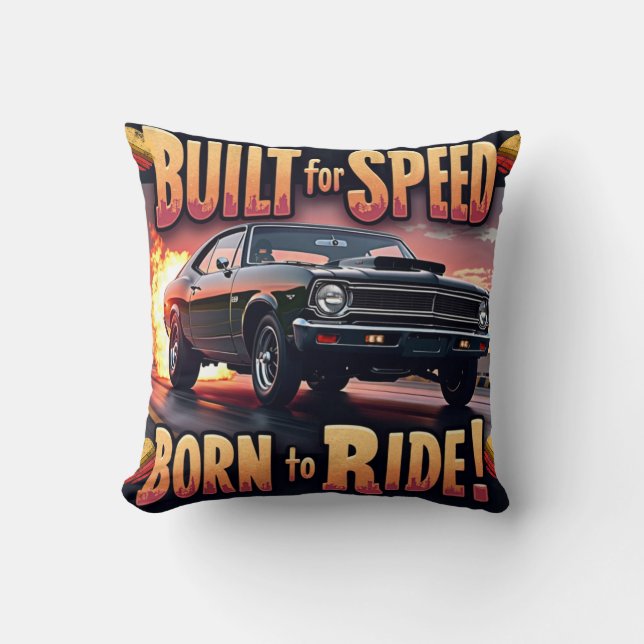 Retro Muscle - Built for Speed Graphic Tee Cushion (Front)
