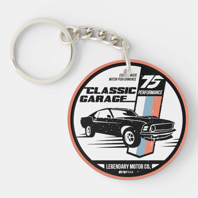 Retro Muscle Car Revival Tee Key Ring (Front)
