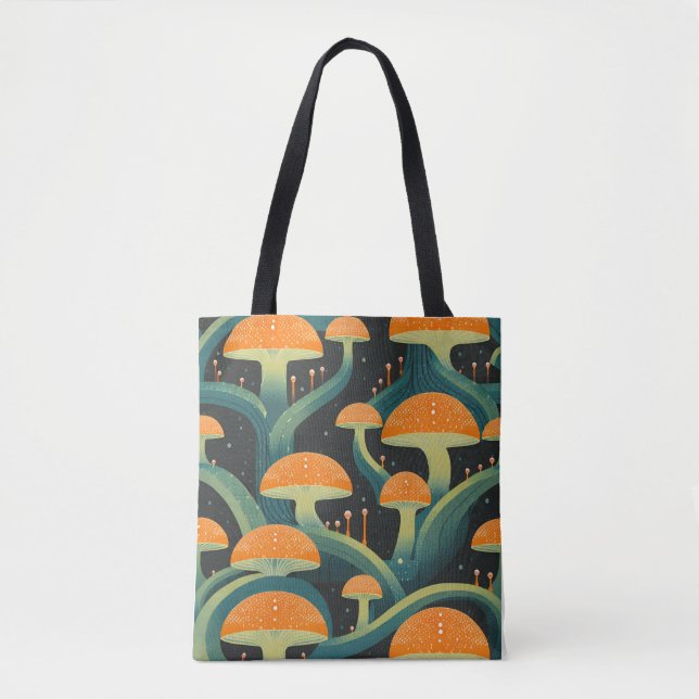 Retro Mushroom All-Over Print Tote Bag (Front)