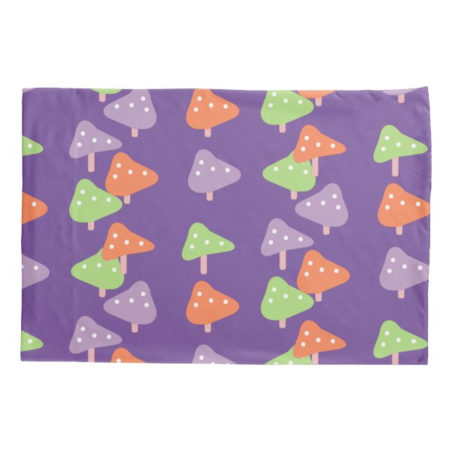 Retro Mushroom Colourful Pattern Kids    Pillowcase (Back)