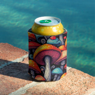 Retro Mushroom Magic Can Cooler