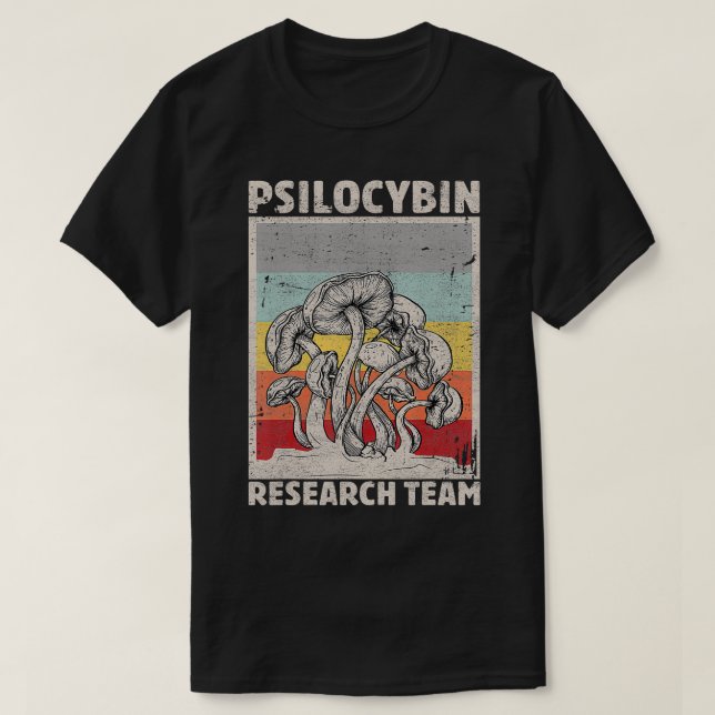 Retro Mushroom  Vintage Psilocybin Research Team   T-Shirt (Design Front)