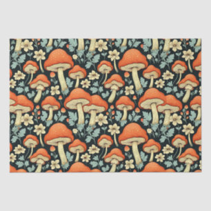 Retro Mushrooms Vintage Flowers Tissue Paper