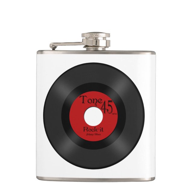 Retro Music 45 Record Hip Flask (Front)