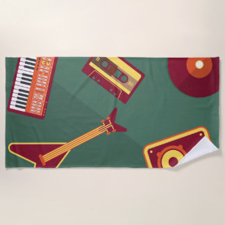 Retro music beach towel