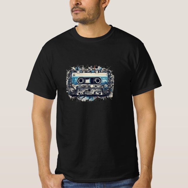 Retro Music Cassette Artwork T-Shirt (Front)