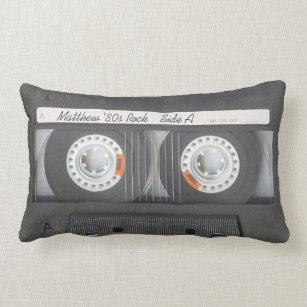 Retro Music Cassette Mix Tape Look Custom Text Lumbar Cushion