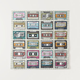 Retro Music Cassette: Nostalgic Icon Tapestry