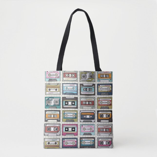 Retro Music Cassette: Nostalgic Icon Tote Bag (Front)