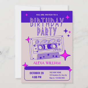 Retro music cassette tape invitation