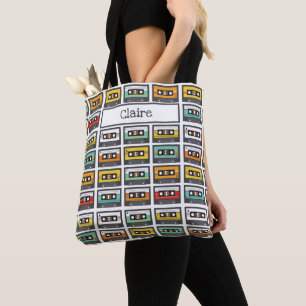 Retro Music Cassette Tapes Musician Pattern Tote Bag