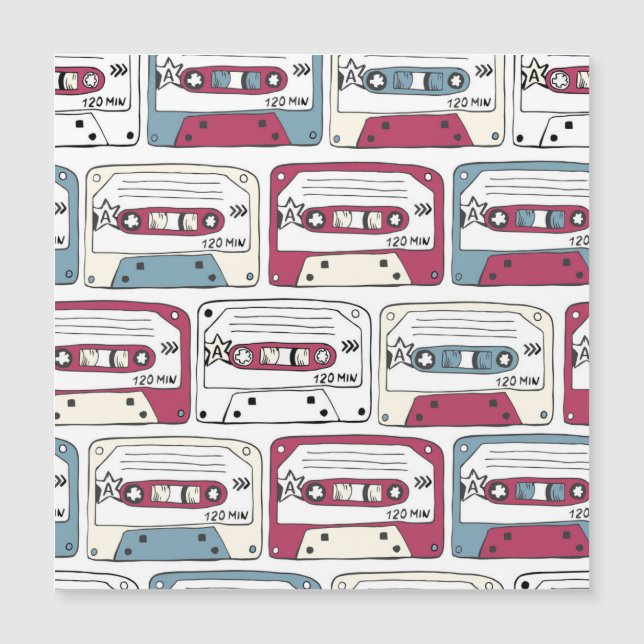 Retro Music Cassettes: Rock Background Pattern (Front)