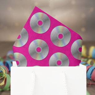 Retro Music CDs Pattern Hot Pink Tissue Paper